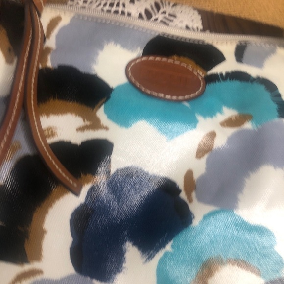 Fossil Blue Cloud Crossbody Canvas Leather Detail - Picture 2 of 8
